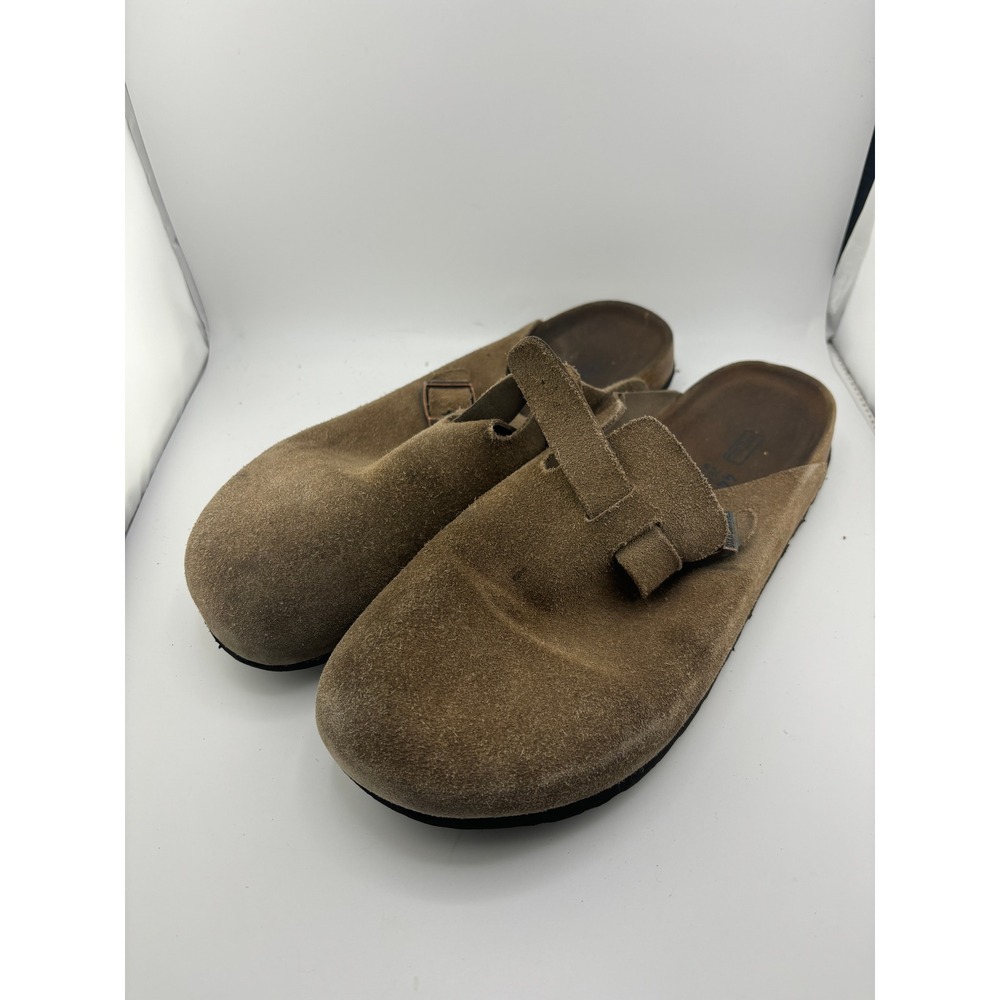 Birkenstock London Suede Clogs Mens 44 Brown Mocha Closed Toe Buckle Shoes